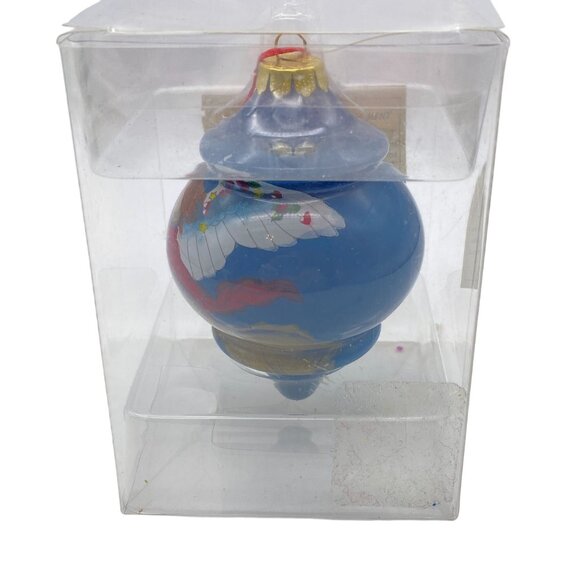 Angel hand painted glass Christmas tree ornament reverse painted turnip shape - Picture 8 of 8